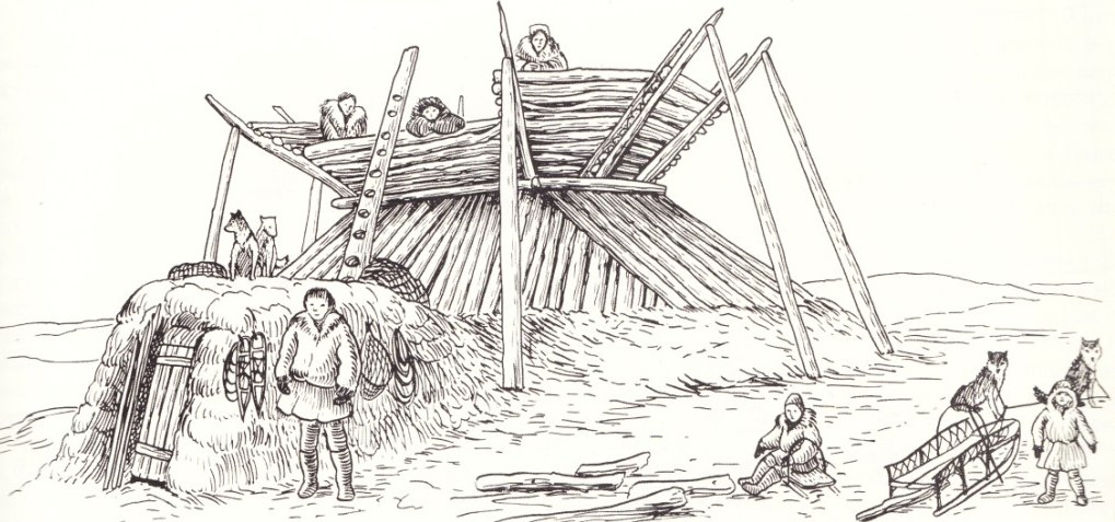 Зимнее жилище коряков (Иллюстрация из книги В. И. Иохельсона Коряки, 1908  год).