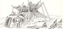 Зимнее жилище коряков (Иллюстрация из книги В. И. Иохельсона "Коряки", 1908 год).
